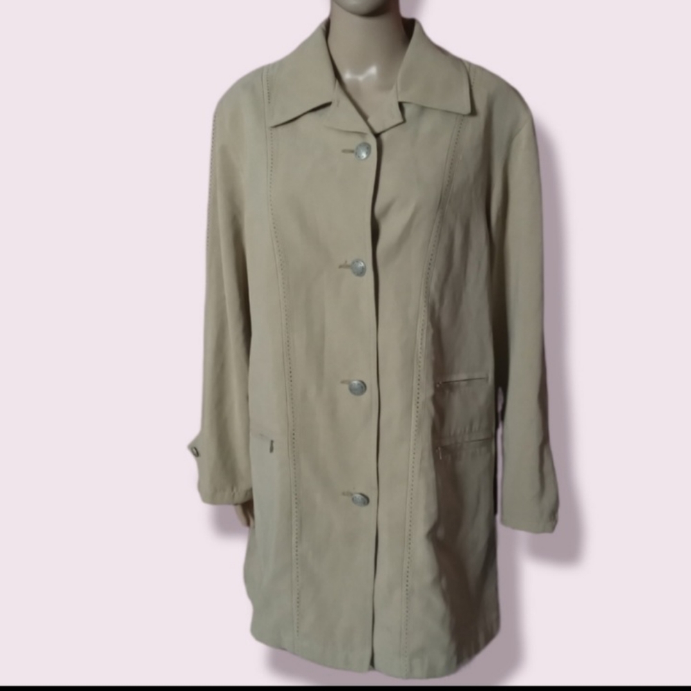 Tan Soho Suede Faux Leather Jacket Sz Medium